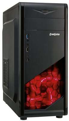 Корпус ExeGate EVO-8207, черный/красный, ATX, Без БП (EX281255RUS)
