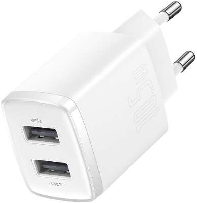 Сетевое ЗУ Baseus  Compact  Charger 2xUSB-A 10.5W EU, White