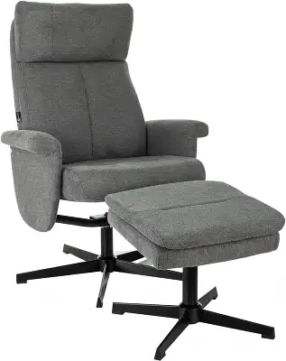 Кресло для дома Бюрократ _Baron с пуфом серый металл черный крестов. (_BARON/GREY)