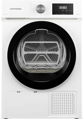 Сушильная машина Kuppersberg/ Сушильная машина Kuppersberg, High-Tech, загрузка 8 кг, 15 программ, тепловой насос, электронное кнопочное управление, корзина для сушки, блокировка от детей, энергоэффективность А++, цвет белый