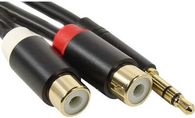 Переходник-разветвитель Vention гибкий Jack 3.5 mm M/2RCA F - 0.3 м Чёрный