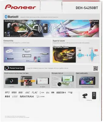 Автомагнитола Pioneer DEH-S4250BT 1DIN 4x50Вт ПДУ RDS