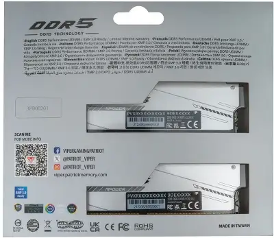 Память DDR5 2x16GB 6400MHz Patriot PVXR532G64C32KM Viper Xtreme 5 RGB RTL Gaming PC5-51200 CL32 DIMM 288-pin 1.4В с радиатором Ret