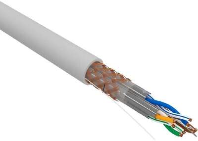 Rexant (02-0325) Кабель витая пара S/FTP, CAT 6A, ZH нг(А)-HF, 4х2х0,575мм, 23AWG, INDOOR, SOLID, серый, 305м PRO