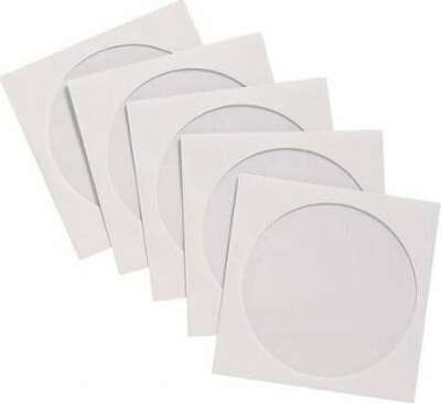 Конверт для CD/DVD бумажный с окном, с вырубным язычком, белый (100шт.)