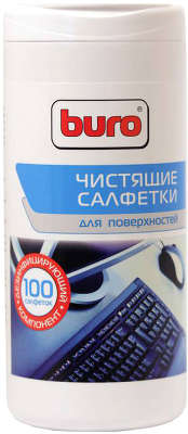 Чистящие салфетки BURO для поверхностей (туба, 100шт)