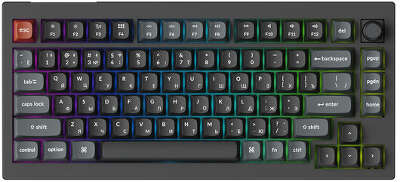 Компактная (75%) механическая клавиатура Keychron V1 Ultra - 3 типа подключения, 81 клавиша, частота опроса 8K, цвет Black, переключатели Keychron Silk POM Brown