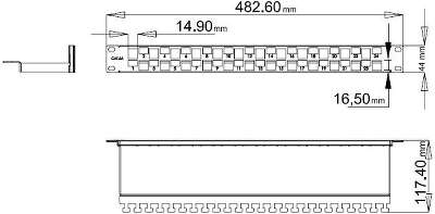Патч-панель наборная Hyperline PPBL3-19-24S-RM 19" 1U 24xRJ45