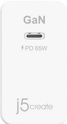 Зарядное устройство j5create GaN PD USB-C Mini Charger 65W, White [JUP1365]