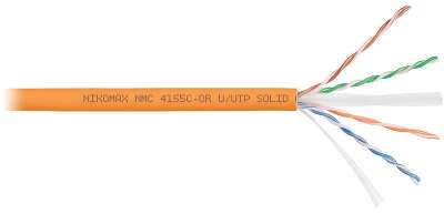 Кабель NIKOMAX U/UTP 4 пары, Кат.6a (Класс Eа), тест по ISO/IEC, 500МГц, одножильный, BC (чистая медь), 23AWG (0,57мм), полимерный материал нг(А)-HF, внутренний, оранжевый, 500м - гарантия: 5 лет / 15 лет системная