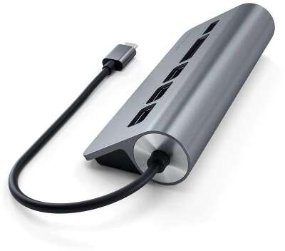 USB-концентратор Satechi Type-C USB Hub & Micro/SD Card Reader. Интерфейс USB-C. 3 порта USB 3.0 , слоты для карты памяти. Цвет серый космос.