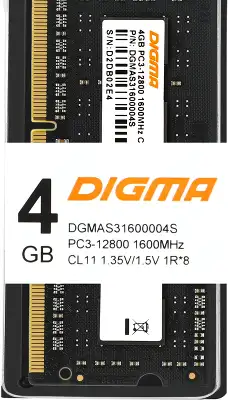 Модуль памяти DDR-III SODIMM 4Gb DDR1600 Digma (DGMAS31600004S)