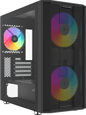 Корпус ПК без блока питания/ Case SAMA S30 Black, Midi-Tower, TG, 2x140mm + 1x120mm ARGB, 1xUSB 3.0 + 1xUSB 3.1 Type-C, mATX, mITX Black