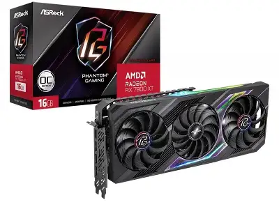 Видеокарта Asrock PCI-E 4.0 RX7800XT PG 16GO AMD Radeon RX 7800XT 16Gb 256bit GDDR6 2254/19500 HDMIx1 DPx3 HDCP Ret