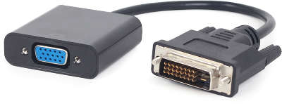 Переходник DVI-D-VGA Cablexpert A-DVID-VGAF-01, 25M/15F, длина кабеля 0,2м, черный, пакет