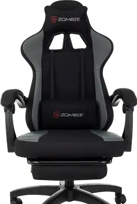 Кресло игровое Zombie Weaver черный/серый с подголов. крестов. пластик подст.для ног пластик черный