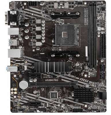 MSI A520M PRO {Soc-AM4 AMD A520 2xDDR4 mATX AC`97 8ch(7.1) GbLAN RAID+VGA+HDMI+DP}