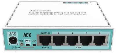 MikroTik RB750Gr3 Маршрутизатор hEX, 5 портов, WAN/LAN 5x1000 Мбит/с, USB 2.0 x1, IPv6, Passive PoE