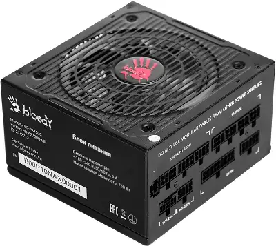 Блок питания Bloody ATX 750W BD-PS750G 80+ gold (20+4pin) APFC 120mm fan color LED 6xSATA Cab Manag RTL