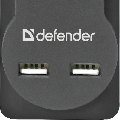 Сетевой фильтр Defender DFS 755 5,0 м, 5 розеток, 2xUSB, 2.1A