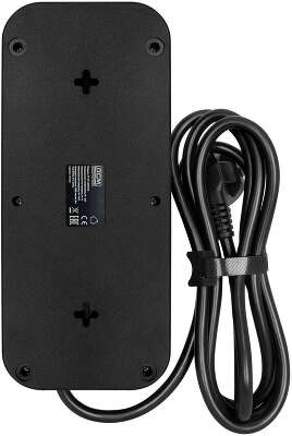 Сетевой фильтр PowerCom SP-08, 8-розеток, 3xUSB, 1.8 м, черный