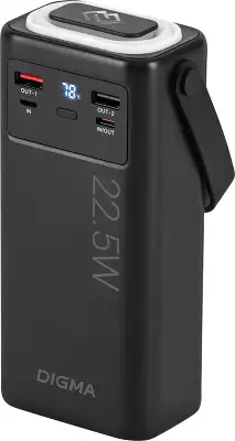 Мобильный аккумулятор Digma DGPF30B 30000mAh QC3.0/PD3.0 22.5W 3A 4xUSB-A/2xUSB-C черный (DGPF30B22PBK)