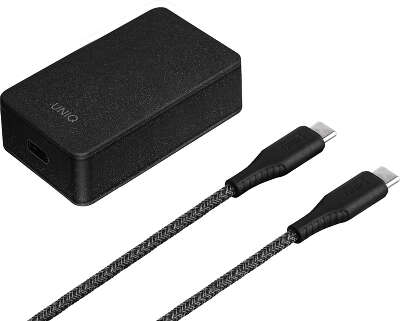 Зарядное устройство Uniq Versa Slim Kit USB-C PD 18W + кабель USB-C to USB-C, Black [VERSASLBUN(EU)-BLK]