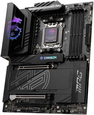 Материнская плата MSI MPG X870E CARBON WIFI X870E, AM5, 4*DDR5, 3*PCIEx16, 4*M.2, 4*TypeC, 9*USB3.2Gen2, 4*USB3.2Gen1, 4*USB2.0, 4*SATA3.0, 5G, 2.5G, 2*Type-C(DP), HDMI, ATX, RTL