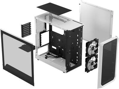 Корпус Fractal Design Focus 2 RGB White TG Clear Tint, белый, ATX, Без БП (FD-C-FOC2A-04)
