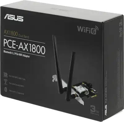 Сетевой адаптер Wi-Fi + Bluetooth Asus PCE-AX1800 AX1800 PCI Express (ант.внеш.съем) 2ант.