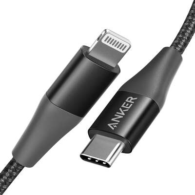 Кабель Anker PowerLine+ II USB-C to Lightning Cable, 0.9 м, кевлар, чёрный [A8652H11]