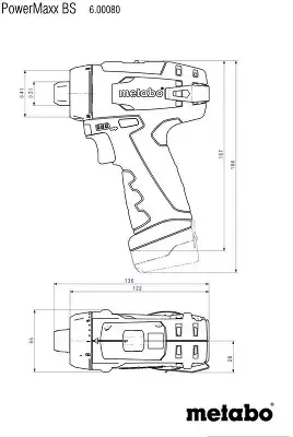 Дрель-шуруповерт Metabo Powermaxx BS Basic Set с набором оснастки аккум. патрон:быстрозажимной (кейс в комплекте) (600080880)