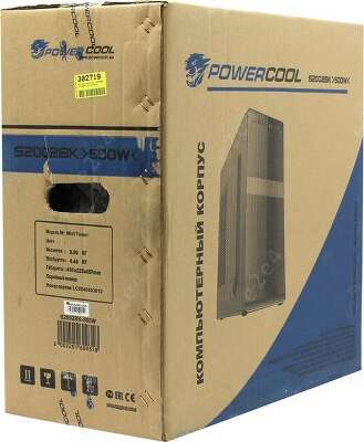 Корпус PowerCool S2002BK, черный, ATX, 500W (S2002BK-500W)