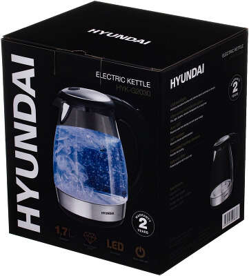 Чайник Hyundai HYK-G2030 1.7л. 2200Вт черный (корпус: стекло)