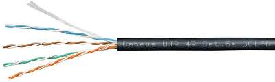 Cabeus UTP-4P-Cat.5e-SOLID-OUT-PE-UV Кабель витая пара U/UTP 5e кат. 4 пары (24 AWG), одножильный, для внешней прокладки, PE-UV (305 м)
