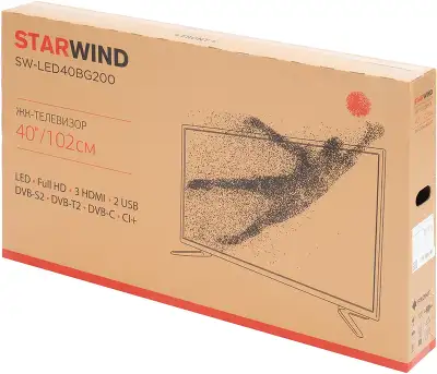 Телевизор LED Starwind 40" SW-LED40BG200 Frameless черный FULL HD 60Hz DVB-T DVB-T2 DVB-C DVB-S DVB-S2 USB
