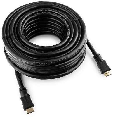 Кабель HDMI CABLEXPERT CC-HDMI4-15M black (15м, v2.0, 19M/19M, позол.разъемы, экран, пакет) (CC-HDMI4-15M)