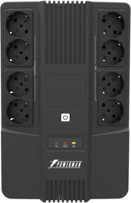 ИБП POWERMAN Brick 1000, линейно-интерактивный, 1000ВА, 600Вт, 4 евророзетки с резервным питанием, 4 евророзетки с фильтрацией, батарея 12В 9Ач 1 шт., 309мм х 202мм х 93мм, 5.6 кг./ UPS POWERMAN Brick 1000, line-interactive, 1000VA, 600W, 4 eurosockets wi