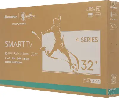 Телевизор 32" Hisense 32A4N, HD, HDMIx2, USBx2, WiFi, Smart TV, черный