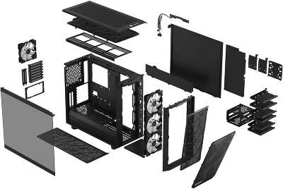 Корпус Fractal Design Meshify 2 RGB Black TG Light Tint, черный, EATX, Без БП (FD-C-MES2A-06)