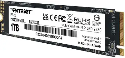 Накопитель SSD Patriot PCIe 3.0 x4 1TB P320P1TBM28 P320 M.2 2280