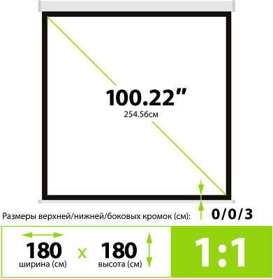 Экран Cactus 180x180см Wallscreen CS-PSW-180x180 1:1 настенно-потолочный рулонный белый