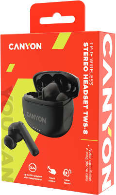 Гарнитура внутриканальные Canyon TWS-8 черный беспроводные bluetooth в ушной раковине (CNS-TWS8B)