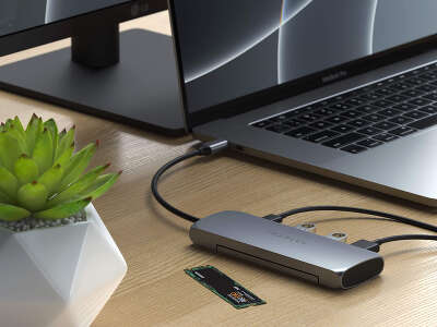 Адаптер Satechi USB-C Hybrid Multiport Adapter with SSD Enclosure, Space Grey [ST-UCHSEM]