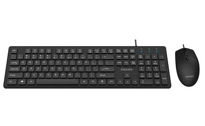 Аксессуары Philips Проводной Комплект SPT6264, USB 2.0 104 клав/3 кнопки, 800-2400dpi, русская заводская раскладка, чёрный
