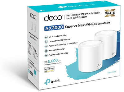 Mesh система TP-LINK Deco X60, 802.11a/b/g/n/ac/ax, 2.4/5ГГц, до 2402 Мбит/с, 2шт