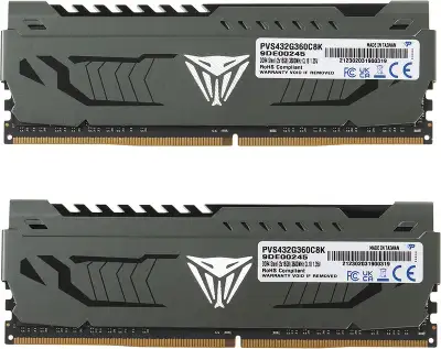 Память DDR4 2x16GB 3600MHz Patriot PVS432G360C8K Viper Steel RTL Gaming PC4-28800 CL18 DIMM 288-pin 1.35В single rank с радиатором Ret
