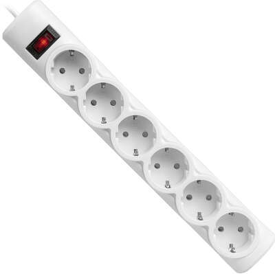 Сетевой фильтр Defender DFS 153 3 м, белый, 6 розеток/ Surge Protector Defender DFS 153 3m, white, 6 outlets