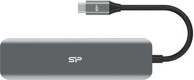 Док станция Silicon Power Boost SU20 SD/microSD/3XUSB 3.2/TypeC/HDMI, алюминий [SPU3C07DOCSU200G]