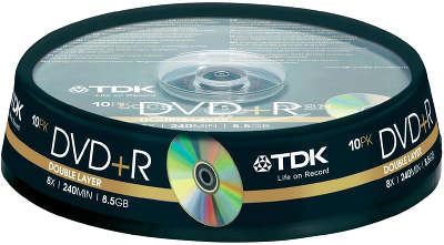 DVD+R диск TDK 8x 8.5 ГБ Cake box  (10 шт.) DL (двухслойный)